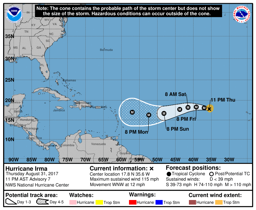 Le dernier bulletin de Météo France concernant l’ouragan IRMA