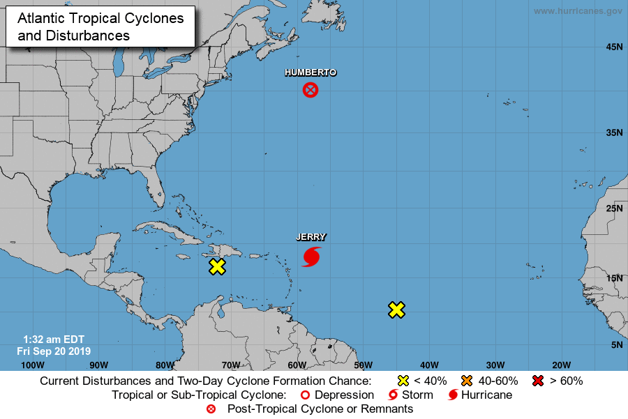 GUADELOUPE. OURAGAN JERRY continue sa route vers l’ Ouest-Nord-Ouest mais devrait passer suffisamment au Nord des îles de l’Arc Antillais. (Source Météo France)