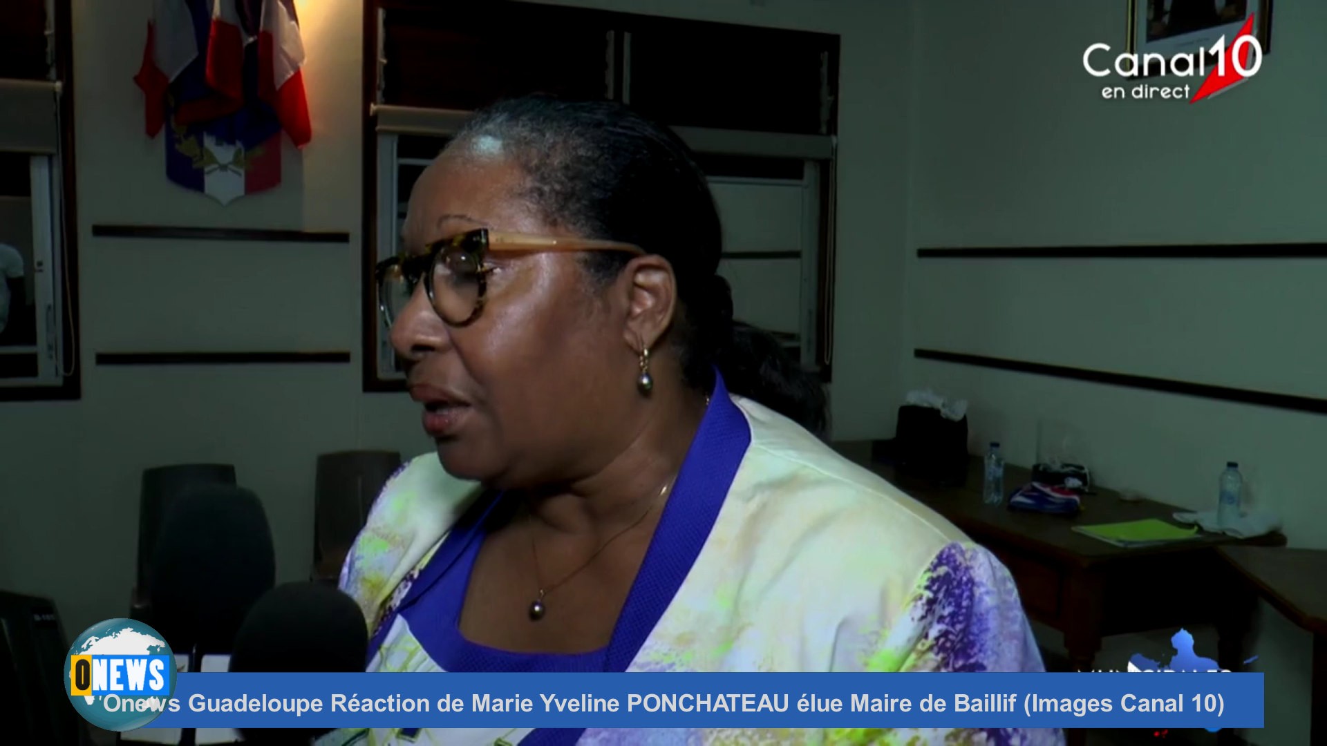 [Vidéo] Onews Guadeloupe Réaction de Marie Yveline PONCHATEAU élue Maire de Baillif (Images Canal 10)