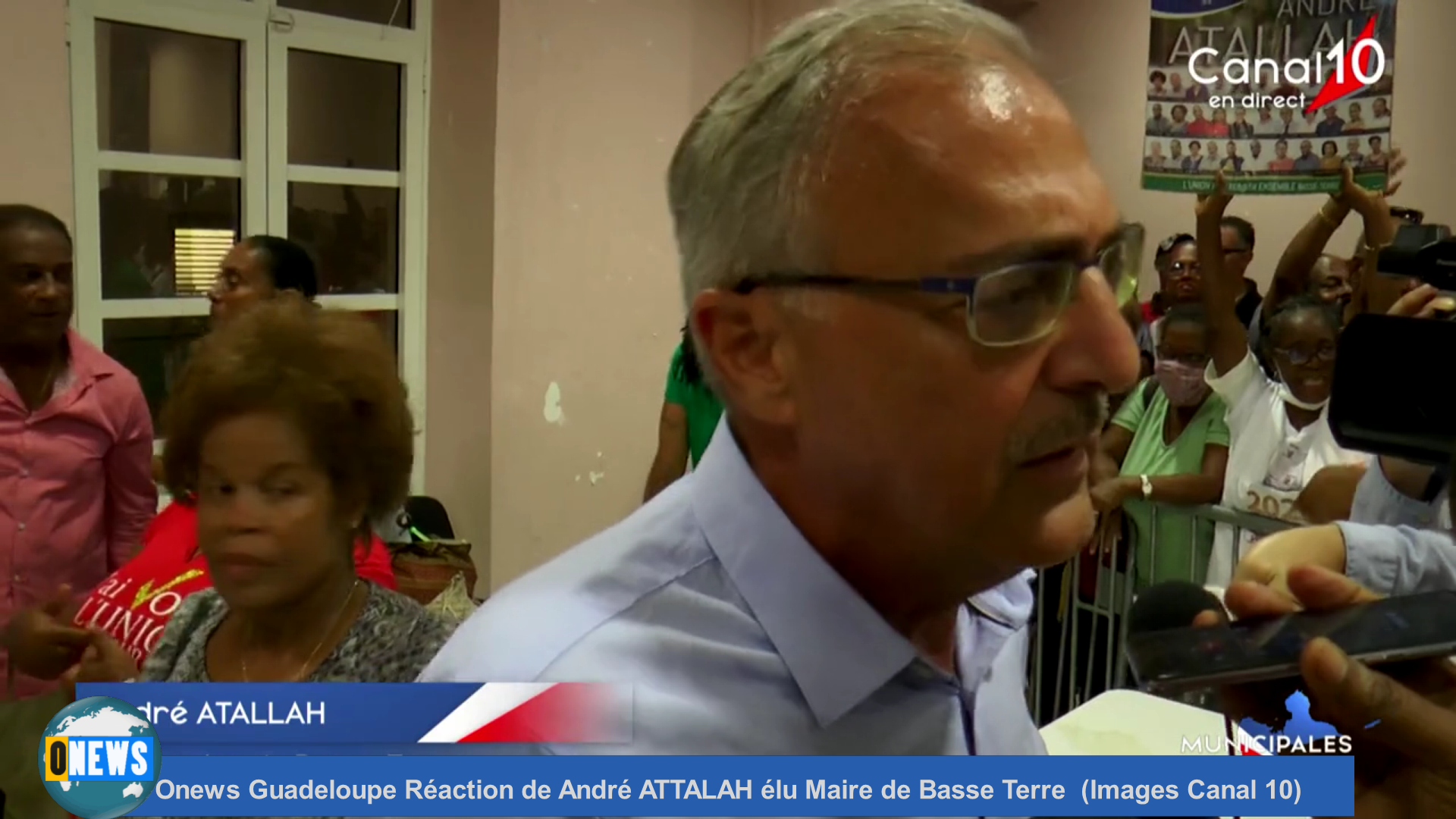 [Vidéo] Onews Guadeloupe Réaction de André ATTALAH élu Maire de Basse Terre (Images Canal 10)