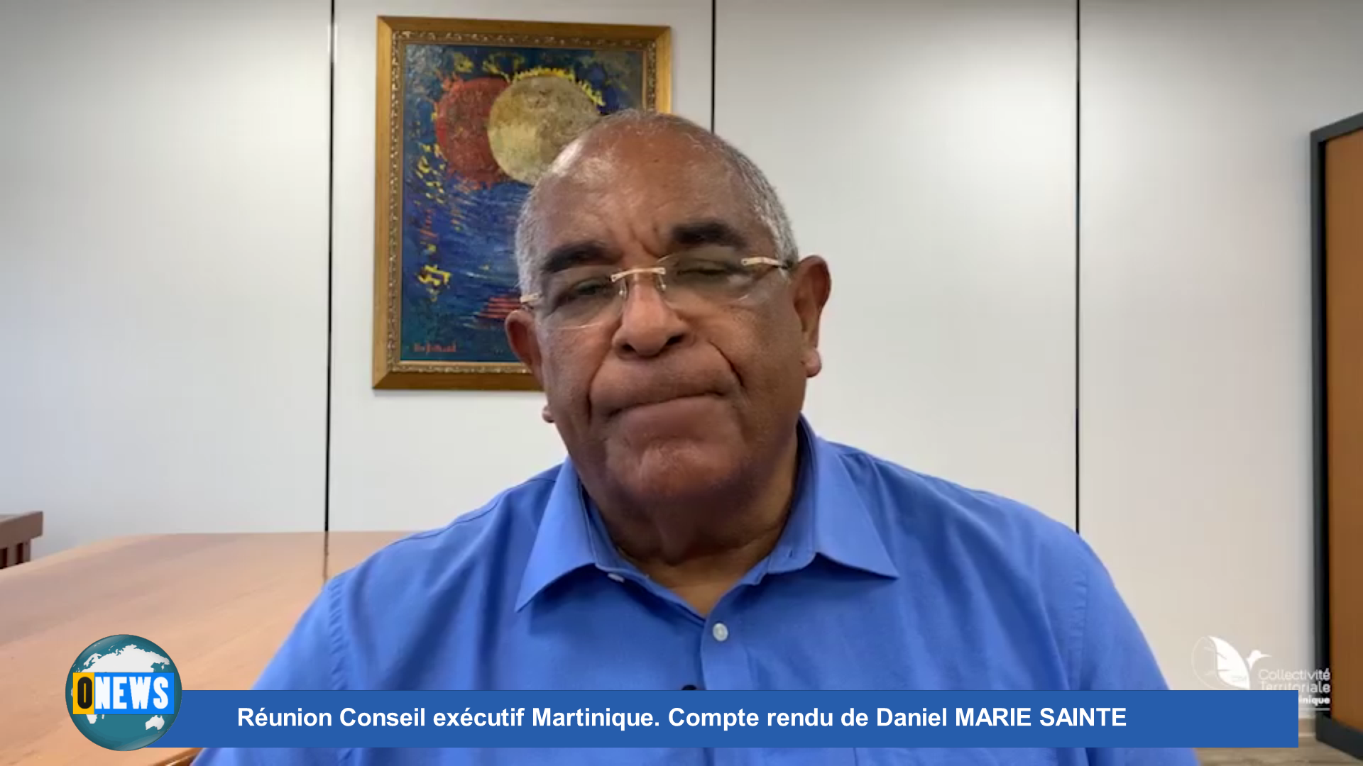 [Vidéo] Onews Martinique. Réunion Conseil exécutif Martinique. Compte rendu de Daniel MARIE SAINTE.