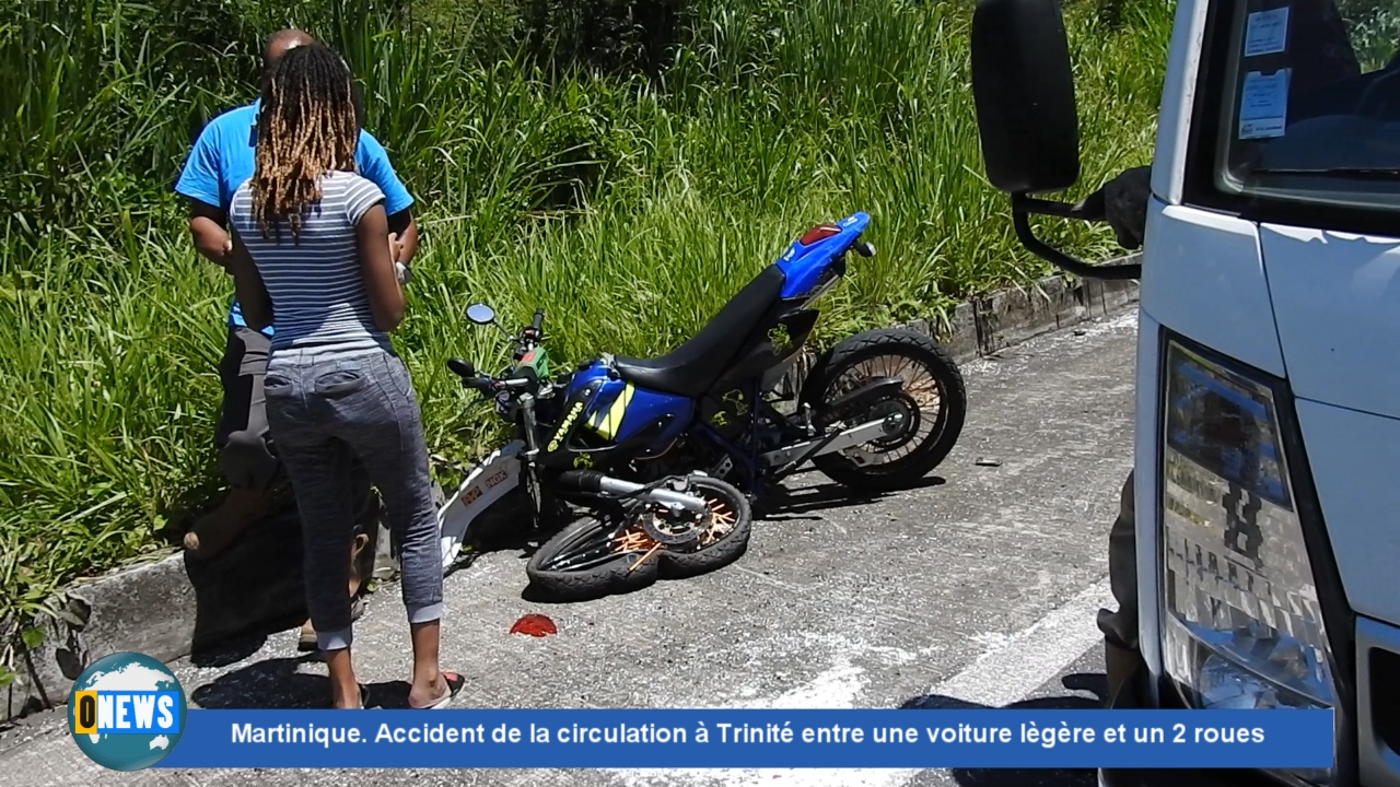 [Vidéo] Onews Martinique. Accident de la circulation à Trinité entre une voiture légère et un 2 roues