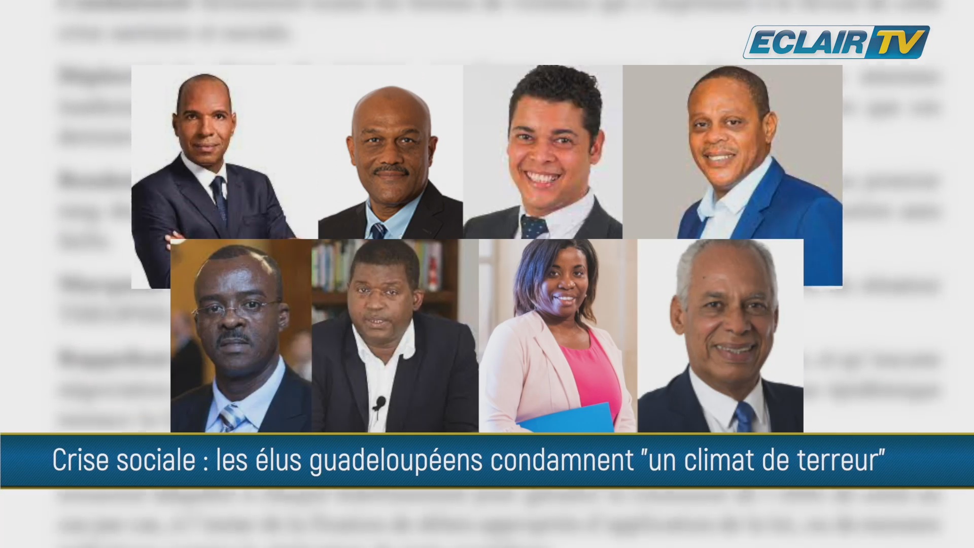 Guadeloupe crise. Climat de terreur. Les élus guadeloupéens condamnent fermement ces agissements