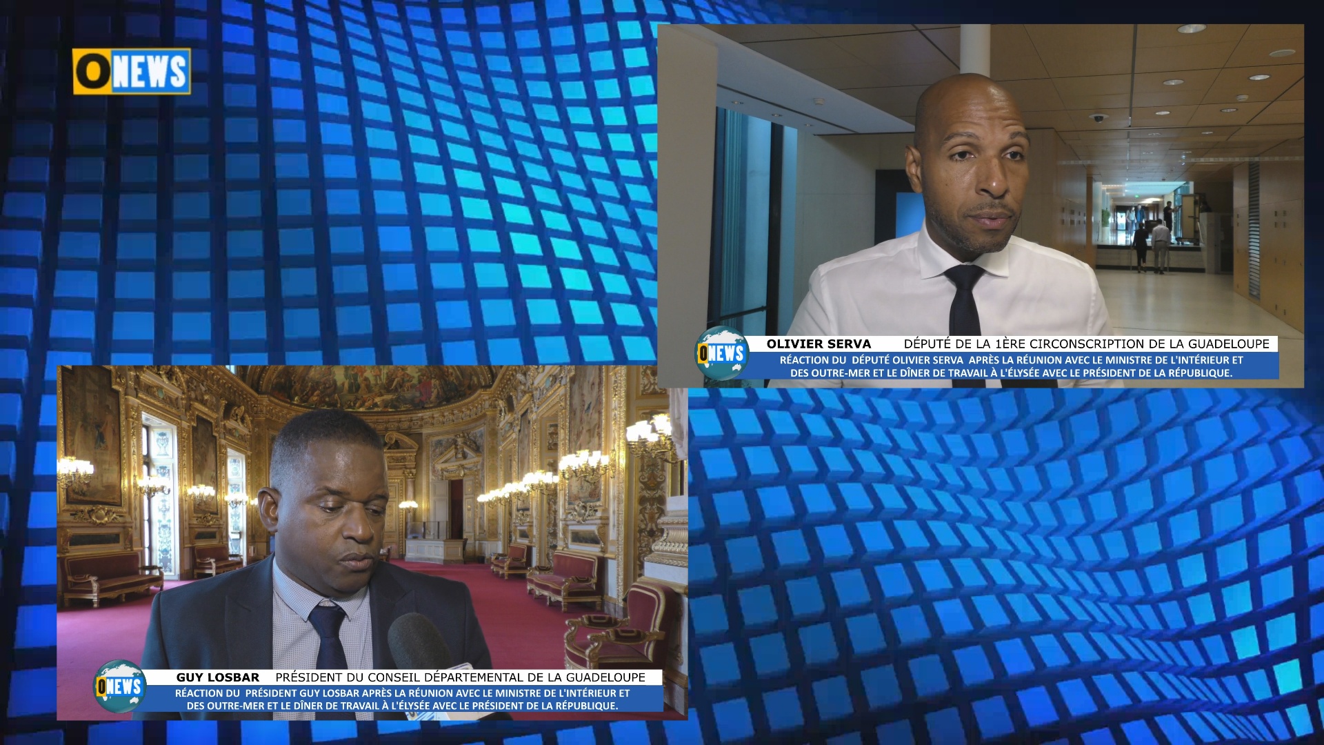 [Vidéo] Réactions de Guy LOSBAR  Président du Conseil Départemental de Guadeloupe et Olivier SERVA Député de Guadeloupe suite au dîner travail à l Élysée