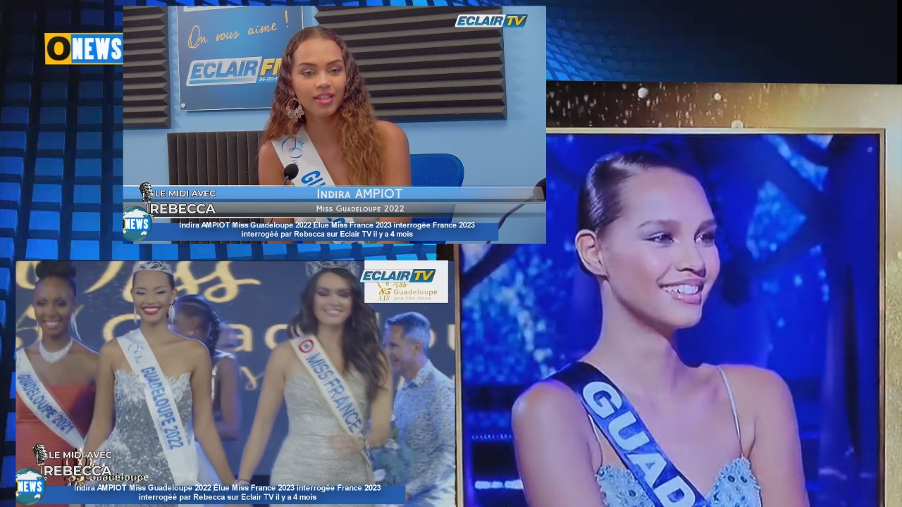 [Vidéo] Indira AMPIOT Miss Guadeloupe 2022 élue Miss France 2023. Interrogée il y a 4 mois par Rebecca sur Eclair Tv