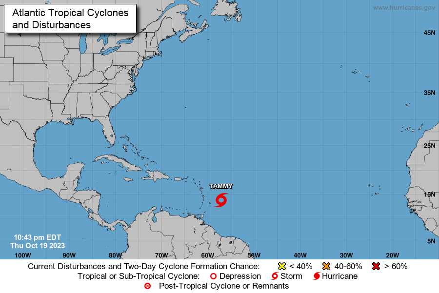 Flash ouragan TAMMY. Alerte Rouge déclenchée en Guadeloupe. Alerte Orange pour la Martinique
