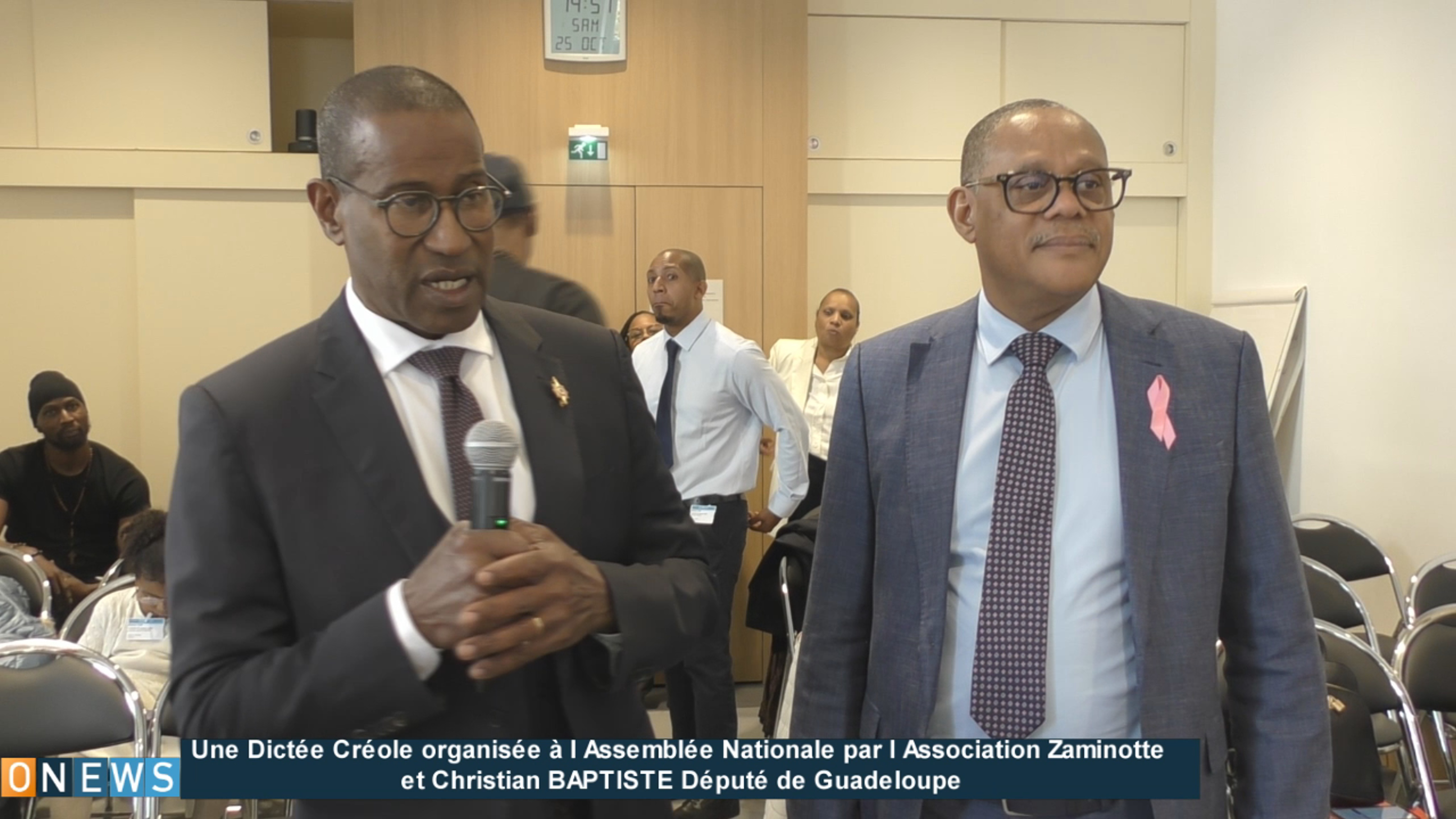 Dictée Créole organisée à l Assemblée Nationale par l Association Zaminotte et Christian BAPTISTE Député de Guadeloupe