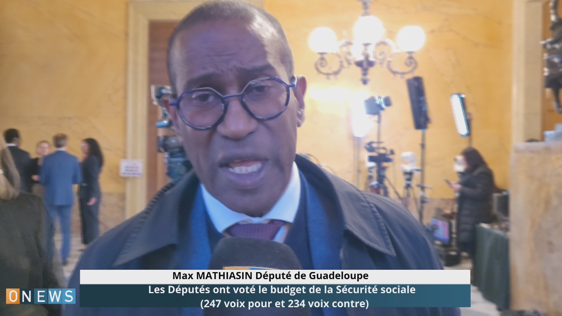 Onews. Réaction de Max  MATHIASIN Député Guadeloupe suite au vote du budget de la Sécurité Sociale (247 voix pour et 234 voix contre)