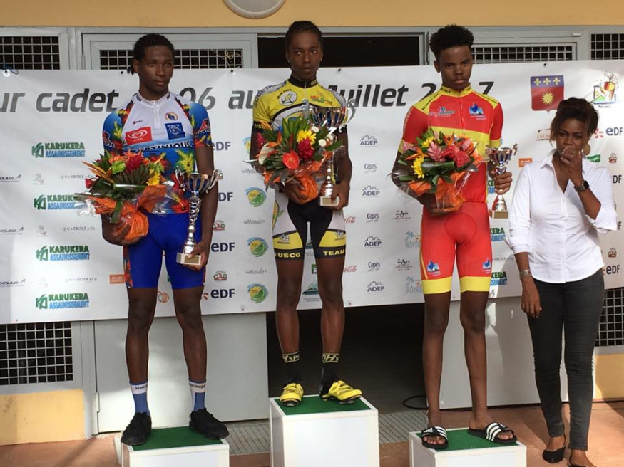 Tour de la Guadeloupe cadet, première étape entre Goyave et Goyave soit 75 kilomètres victoire au sprint du régional de l’étape Bonfils Dylan (Team USG) devant Hippocrate Lionel (Sélection Martinique) et le troisième Tichy Antoine.