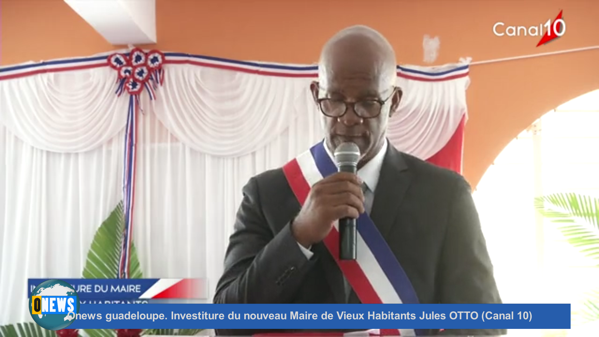 [Vidéo] Onews Guadeloupe. Investiture du nouveau Maire de Vieux Habitants Jules OTTO (Canal 10)