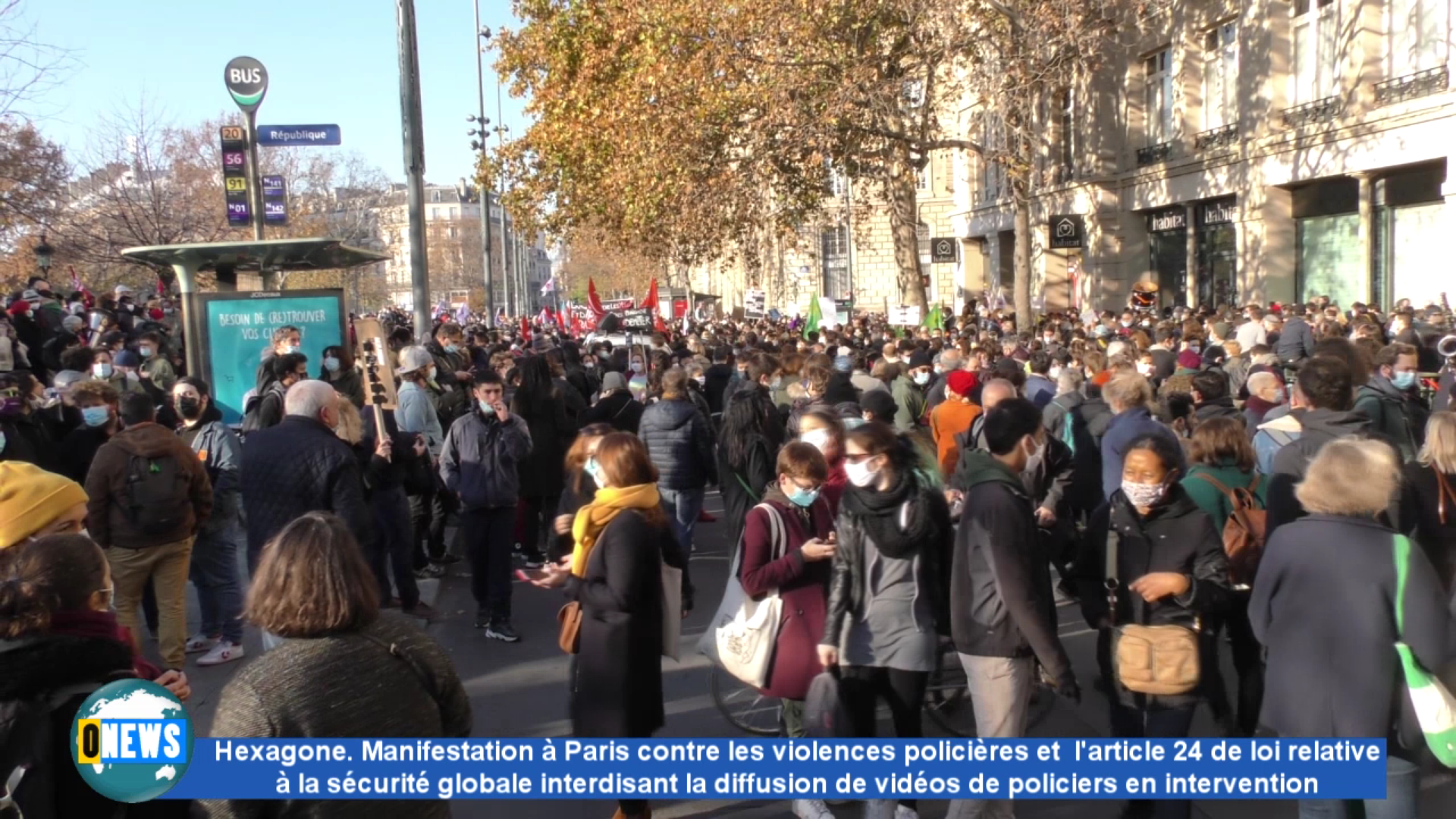 [Vidéo] Onews  Hexagone. Manifestation à Paris contre l article 24 sur la sécurité globale et les violences policières.