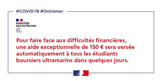 Onews .Covid. 19 une aide de 150€ versée aux étudiants boursiers ultramarins