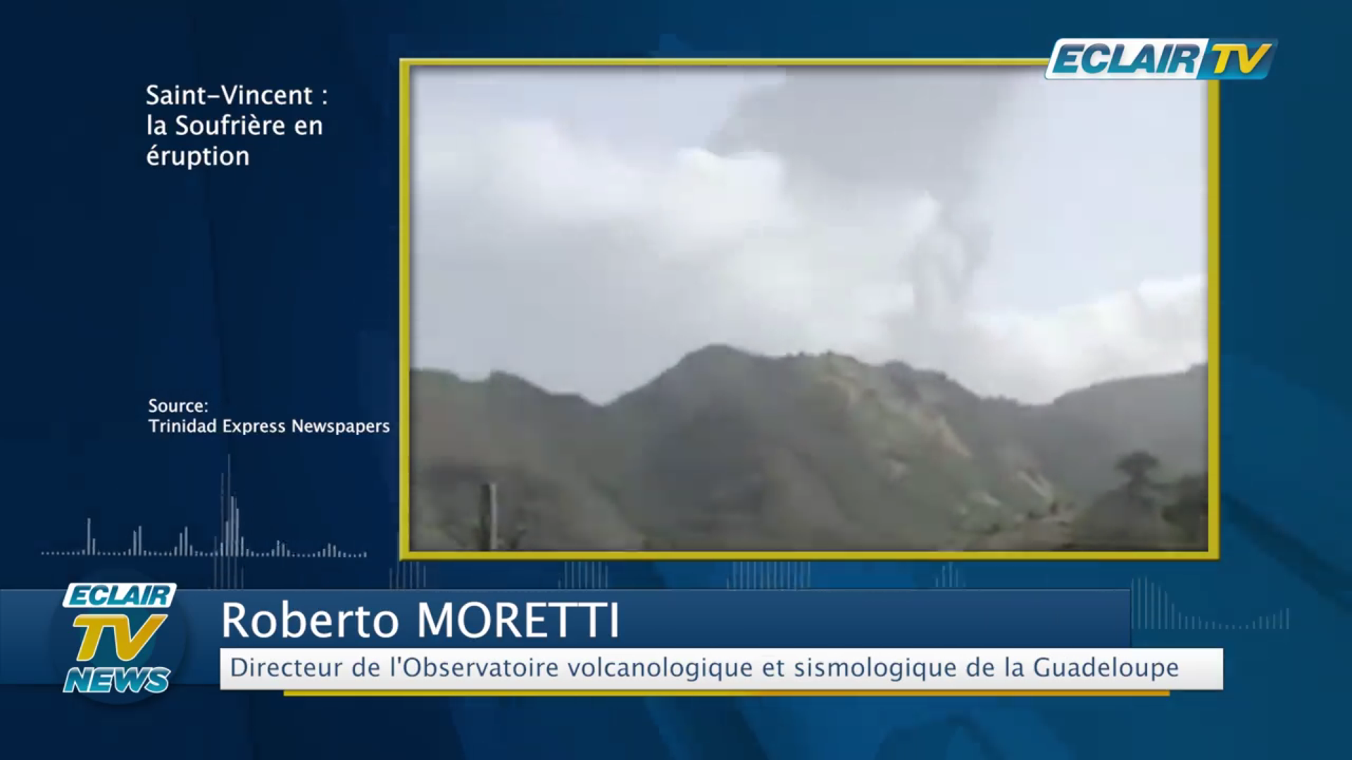 [Vidéo] Éruption à St Vincent. Réaction de Robert MORETTI Directeur de l OBVS Guadeloupe (ECLAIR TV)