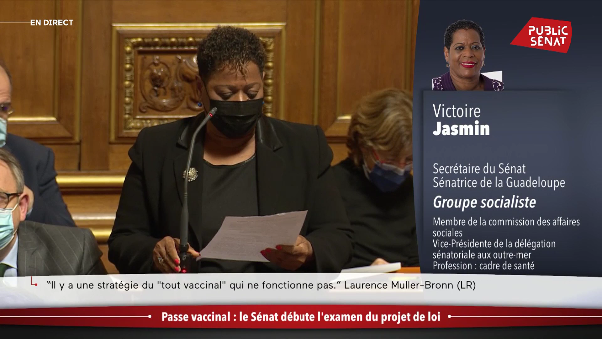 [Vidéo] Victoire JASMIN Sénatrice défend au sénat le report du Port Vaccinal pour la Guadeloupe.