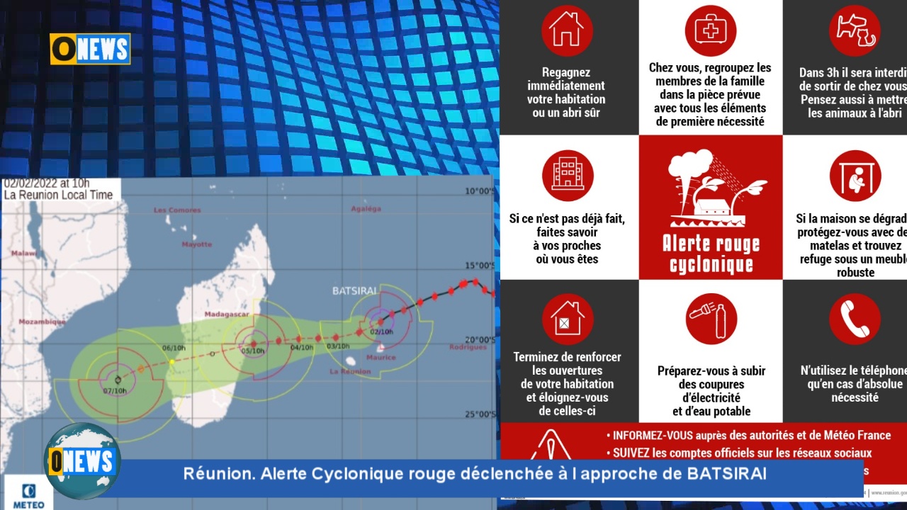 Réunion. Alerte Cyclonique rouge déclenchée à l approche de BATSIRAI