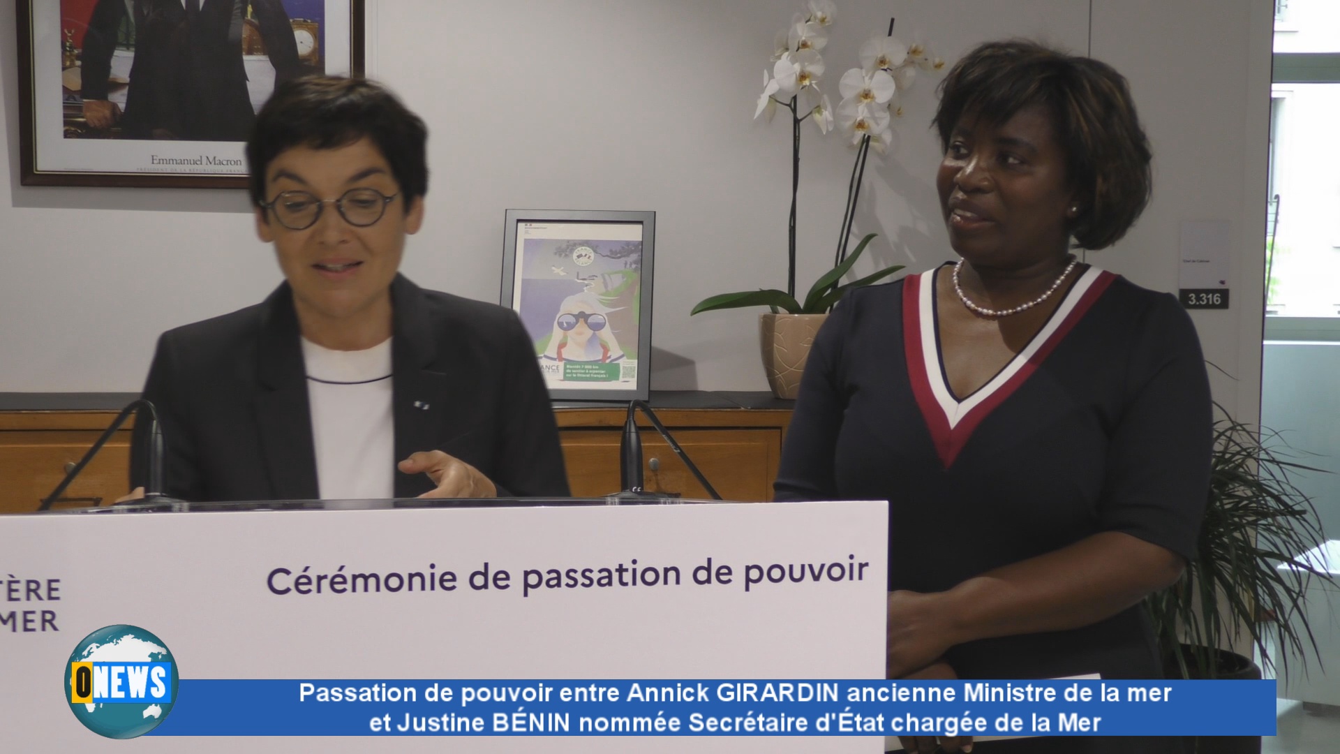 [Vidéo] Passation de pouvoir entre Annick GIRARDIN Ancienne Ministre de la mer et Justine BÉNIN nommée  Secrétaire d’État chargée de la mer