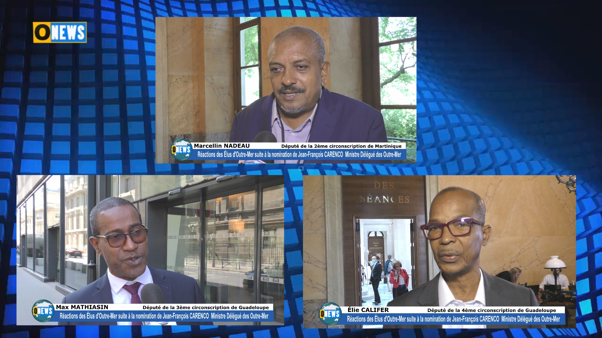 Hexagone. Les Députés Max MATHIASIN, Elie CALIFER et Marcellin NADEAU réagissent suite à la nomination e Jean François CARENCO  Ministre des Outre Mer délégué