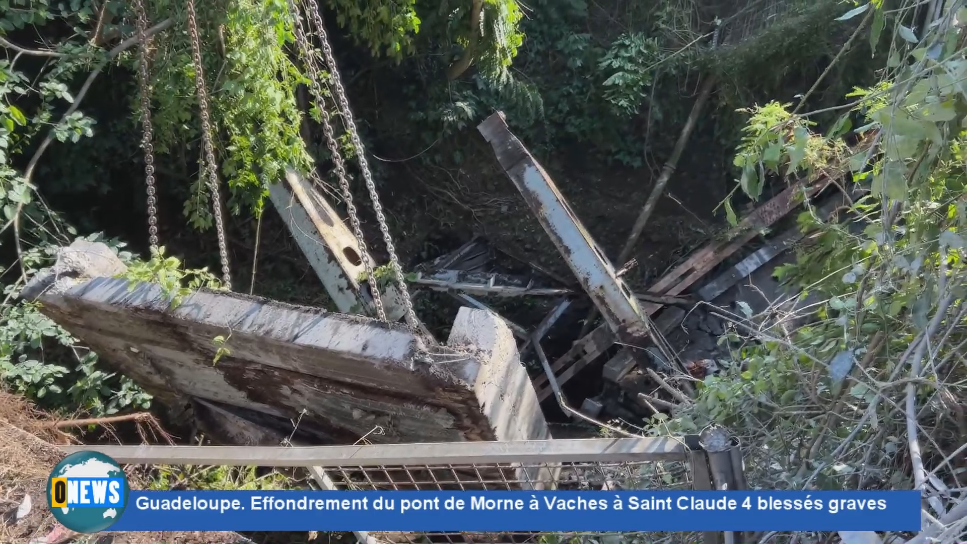 [Vidéo] Guadeloupe. Effondrement du pont de Morne à Vaches à Saint Claude 4 blessés graves