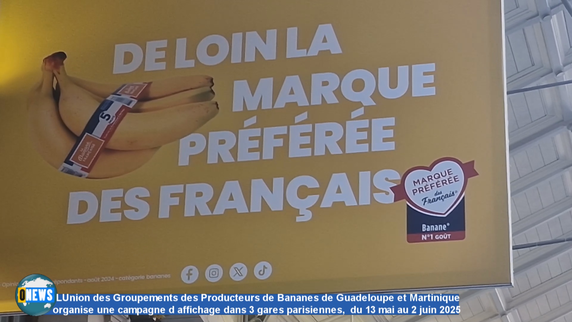 Onews. Campagne d affichage de l UGPBAN dans 3 gares parisiennes pour la banane de Guadeloupe et Martinique