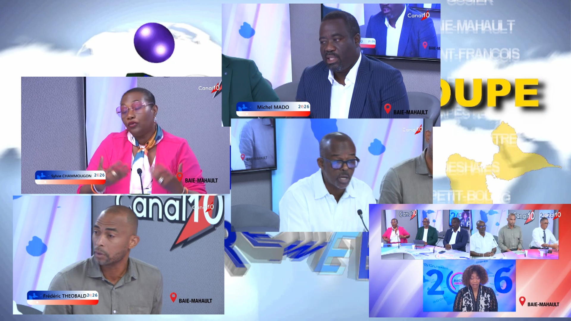 Onews Guadeloupe.  LE PLATEAU DE L&rsquo;ÉLECTION MUNICIPALE DE BAIE-MAHAULT Débat canal 10