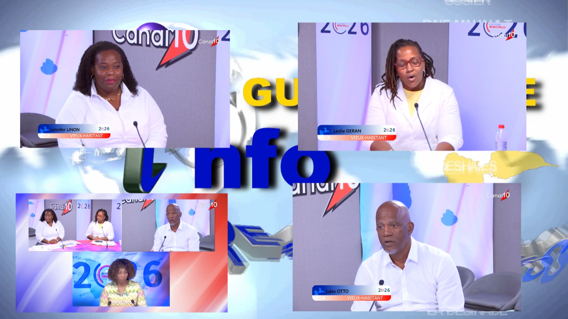 Onews Guadeloupe. LE PLATEAU DE L&rsquo;ÉLECTION MUNICIPALE DE Vieux Habitants. Débat canal 10