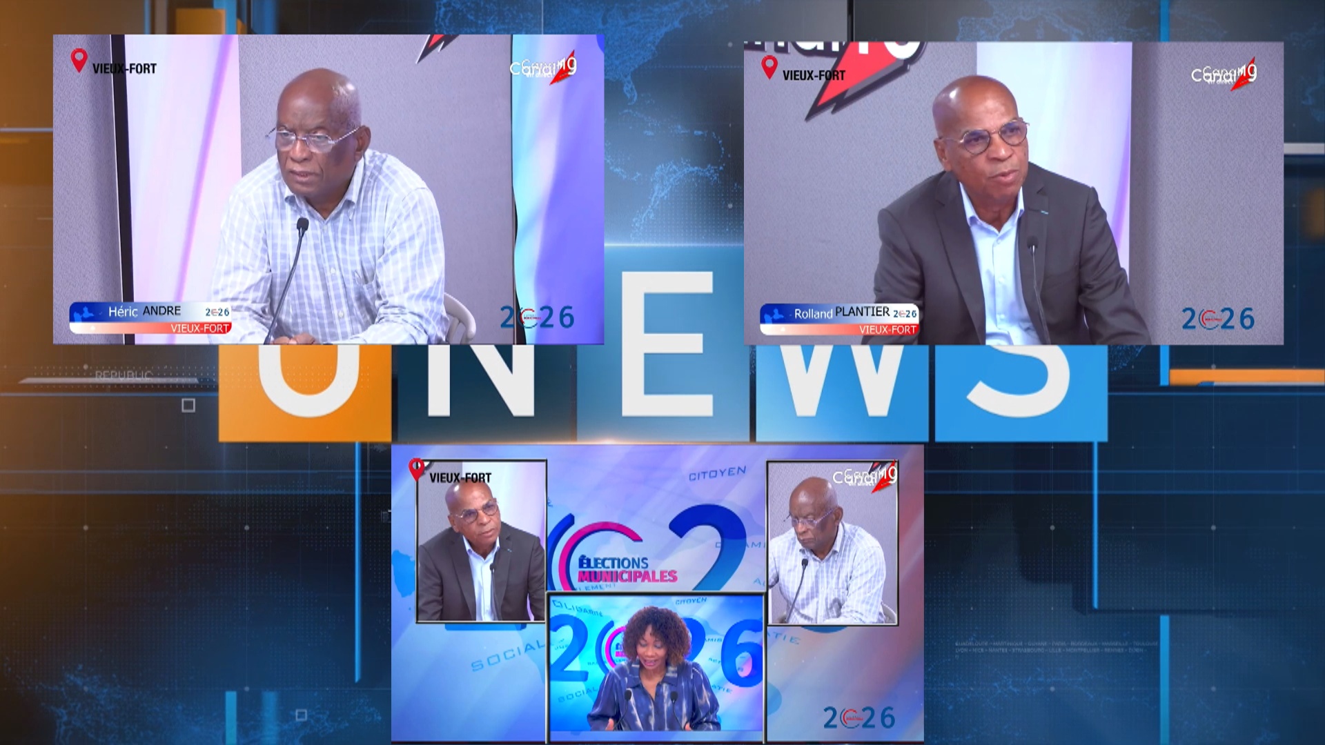 Onews Guadeloupe. LE PLATEAU DE L&rsquo;ÉLECTION MUNICIPALE DE Vieux Fort Débat canal 10