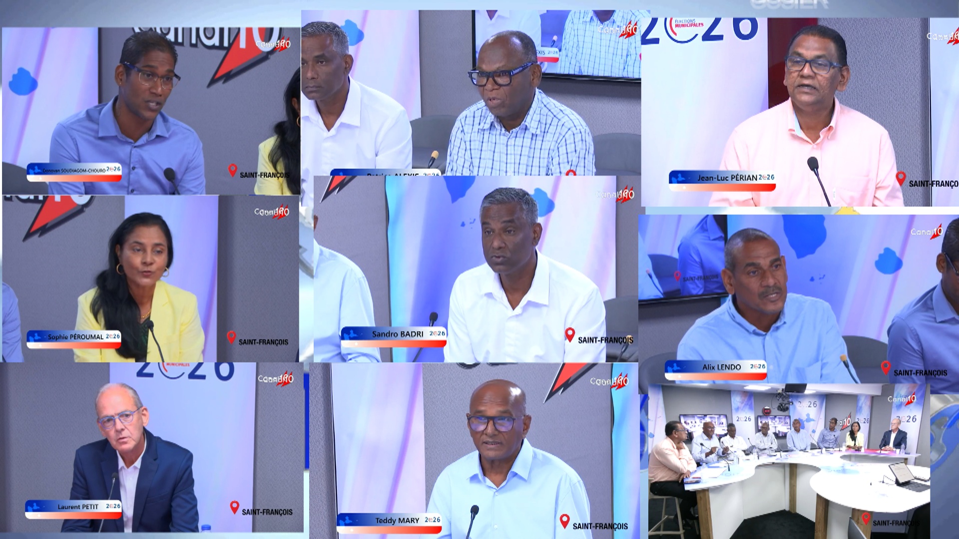 Onews Guadeloupe. LE PLATEAU DE L&rsquo;ÉLECTION MUNICIPALE DE Saint françois Débat canal 10