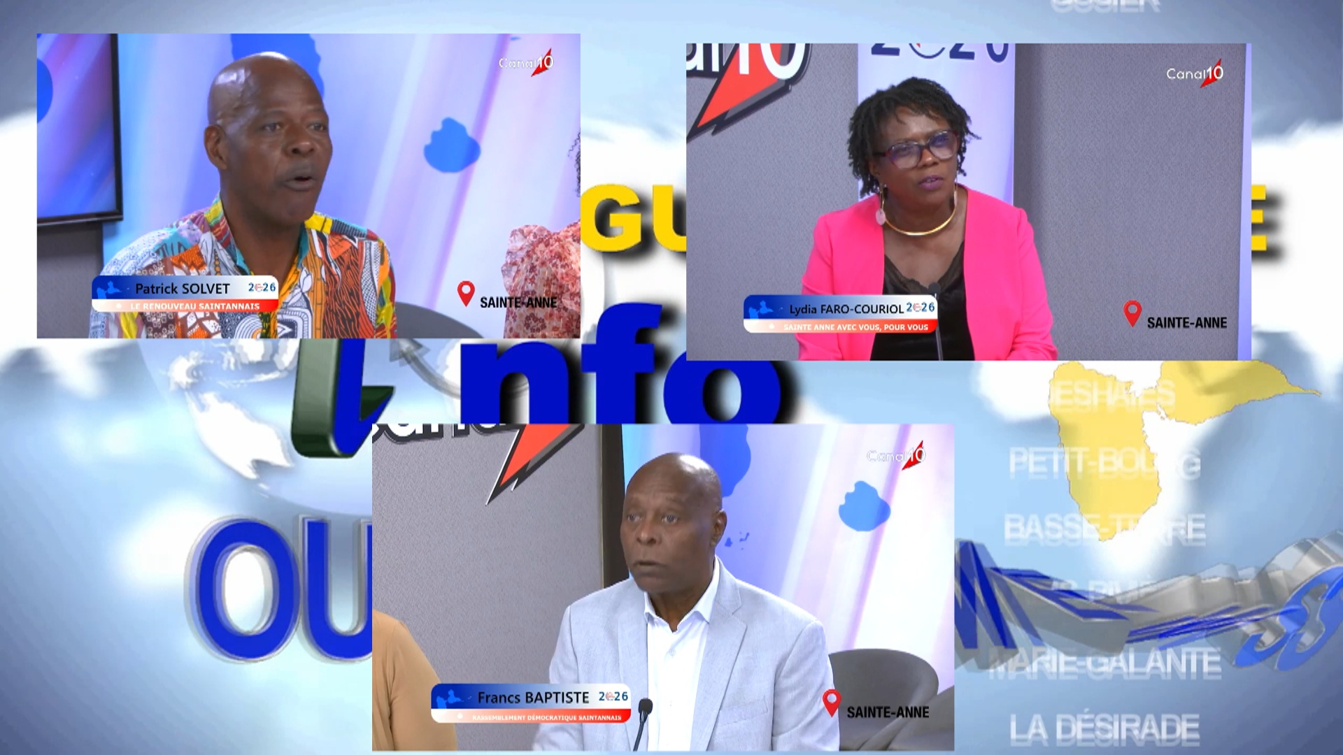 Onews .Guadeloupe. Débat Élections Municipales Sainte Anne. Canal 10