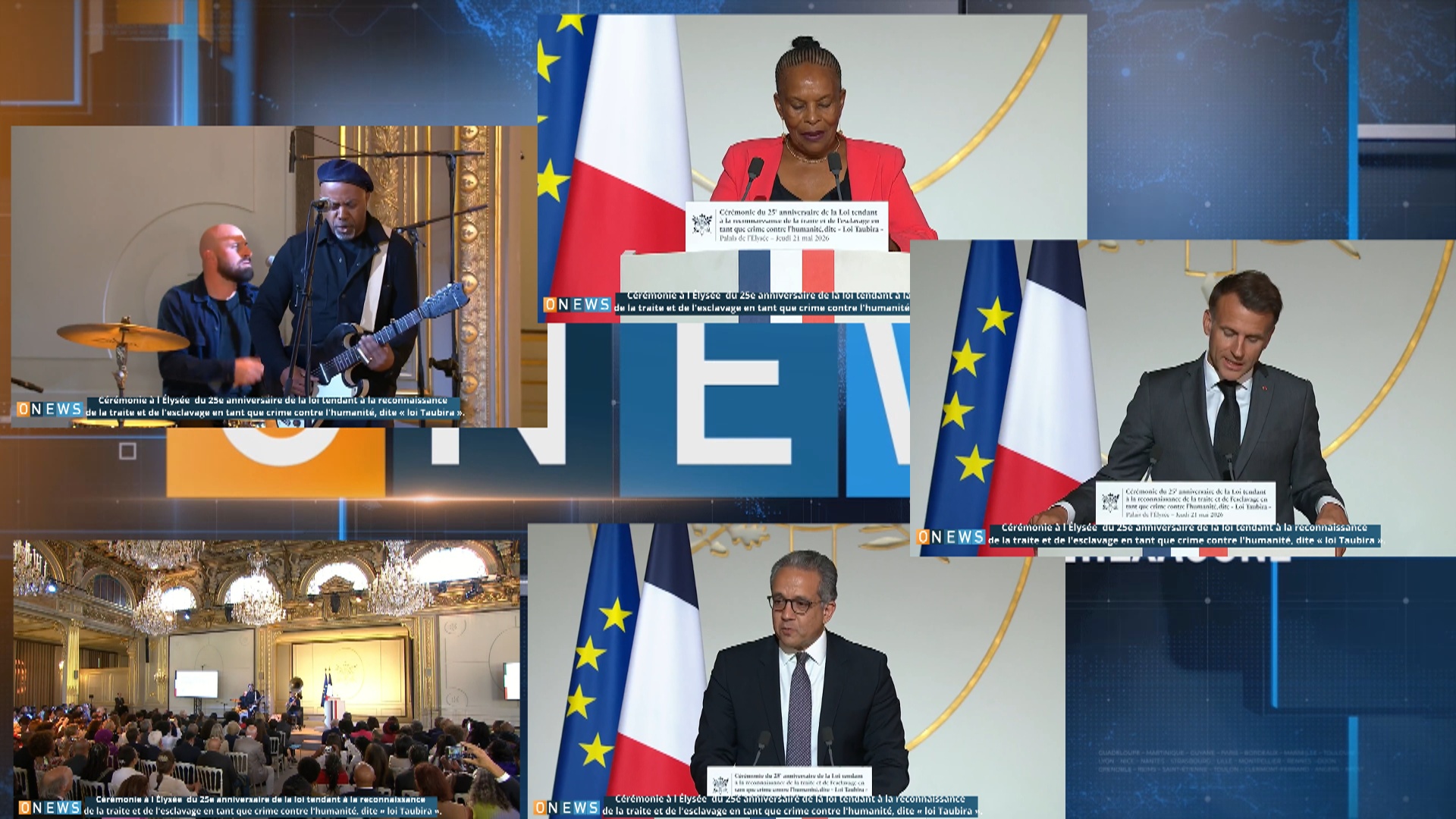 Onews.Cérémonie à l Élysée  du 25e anniversaire de la loi tendant à la reconnaissance   de la traite et de l&rsquo;esclavage en tant que crime contre l&rsquo;humanité, dite « loi Taubira ».