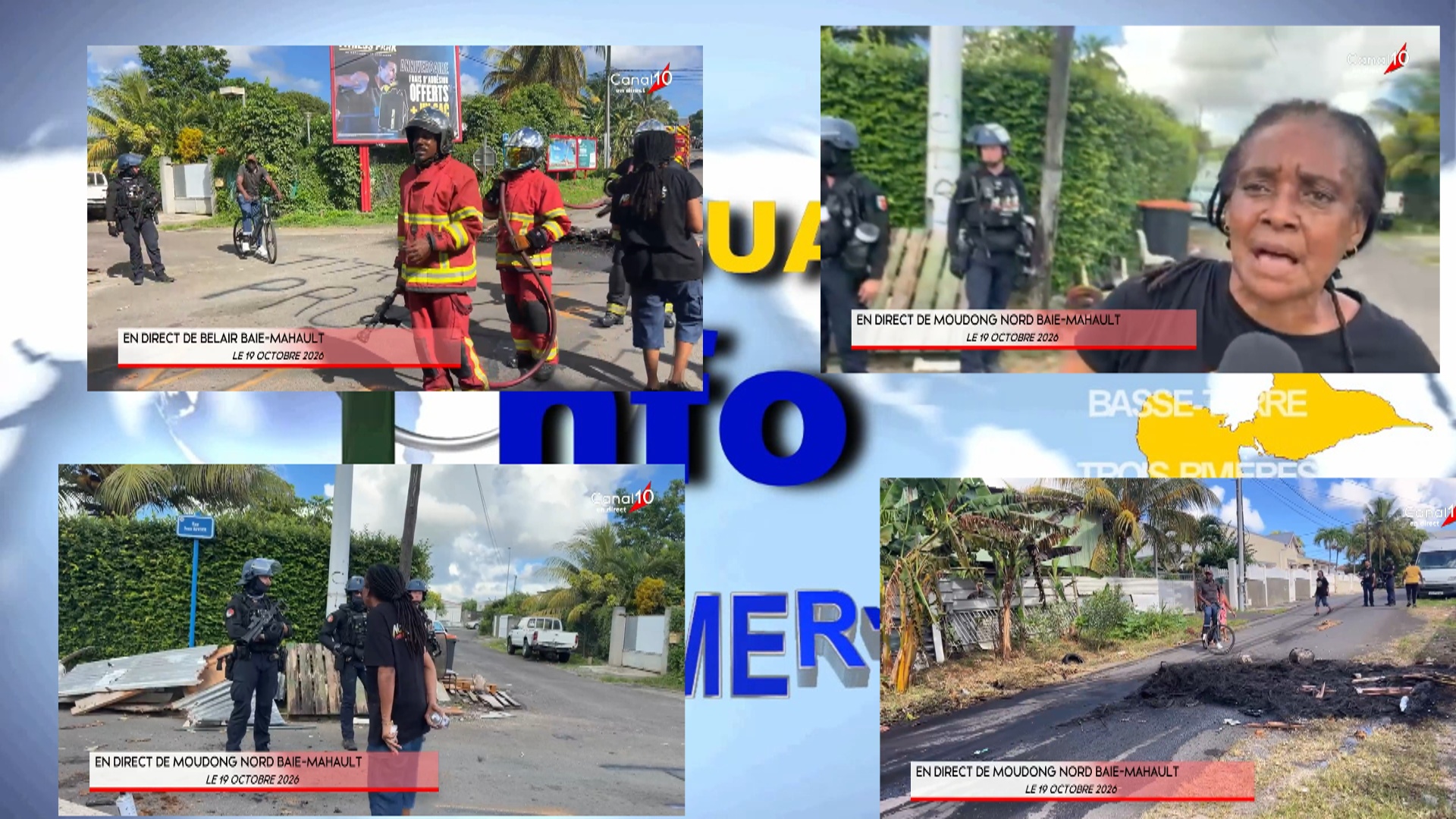 Barrages en Guadeloupe à Mondong Baie Mahaut les dernières images (Canal 10)
