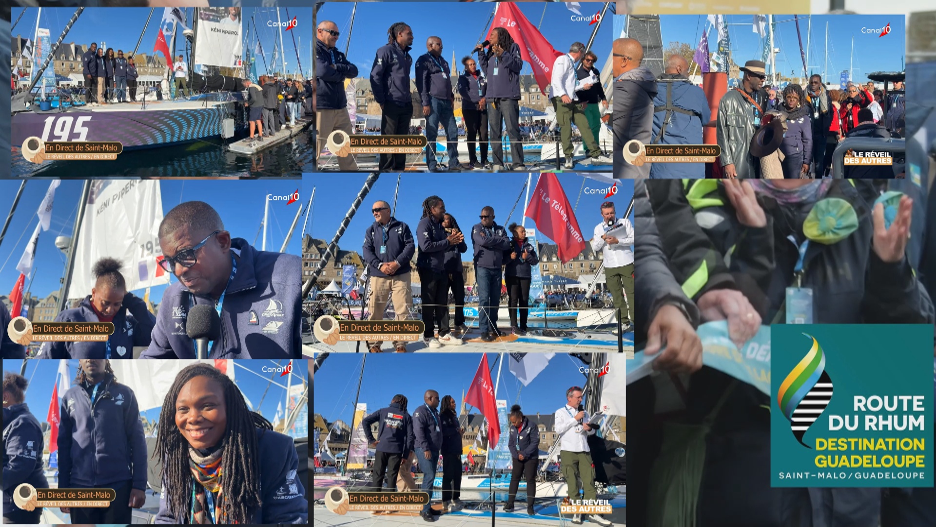 Route du rhum. Lebaptême du bateau de Kéni PIPEROL en présence de nombreuses personalités. Canal 10