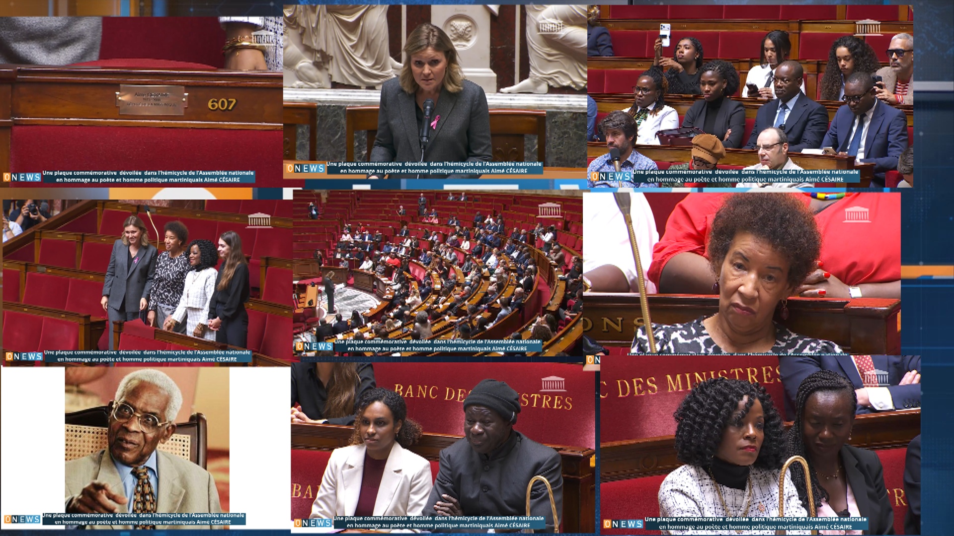 Une plaque commémorative  dévoilée  dans l’hémicycle de l’Assemblée nationale  en hommage au poète et homme politique martiniquais Aimé CÉSAIRE